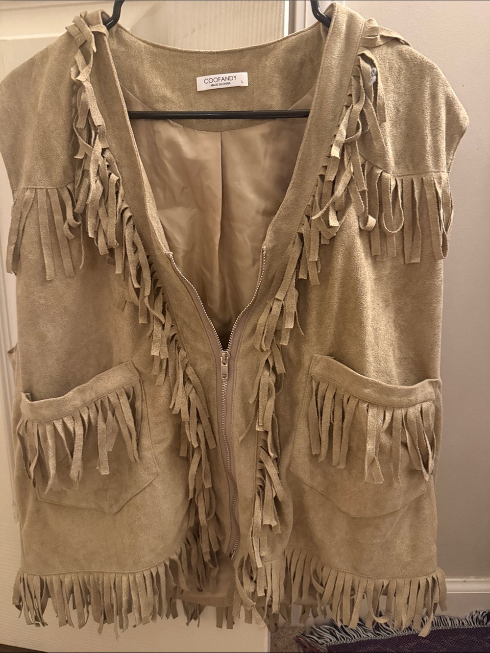 Tan Fringe Suede vest